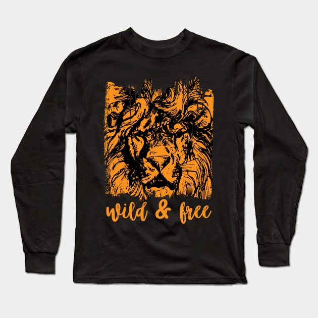 Wild and Free Lion Long Sleeve T-Shirt by Nartissima